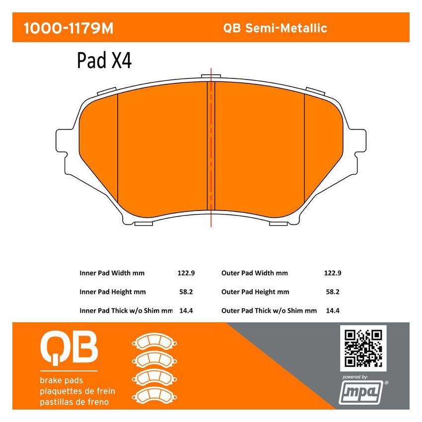 MPA 1000-1179M QB Semi-Metallic Brake Pads