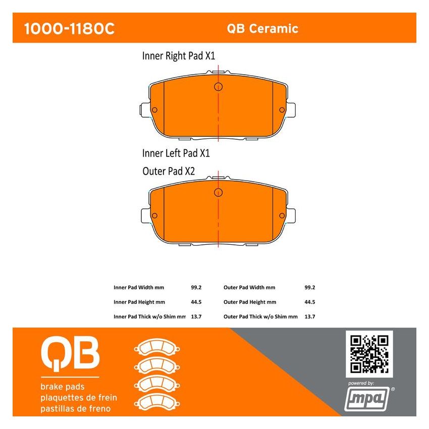 MPA 1000-1180C QB Ceramic Brake Pads