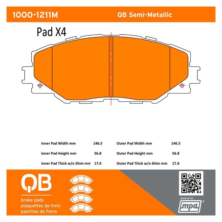 MPA 1000-1211M QB Semi-Metallic Brake Pads