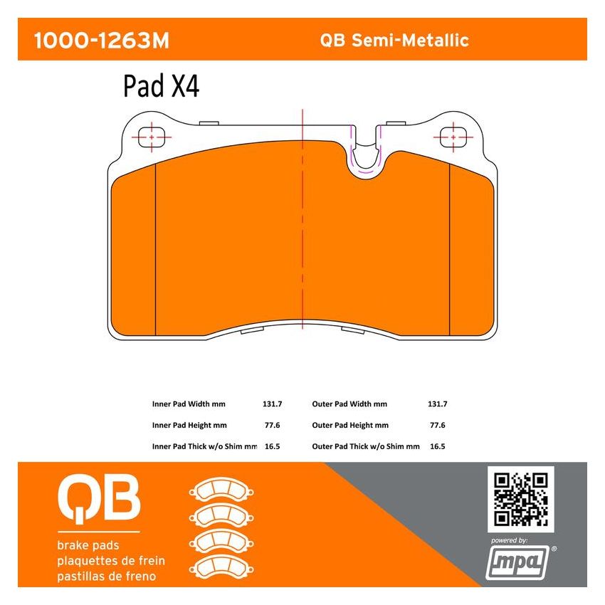 MPA 1000-1263M QB Semi-Metallic Brake Pads