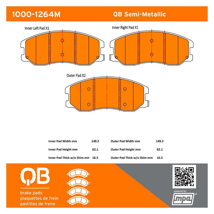 MPA 1000-1264M QB Semi-Metallic Brake Pads