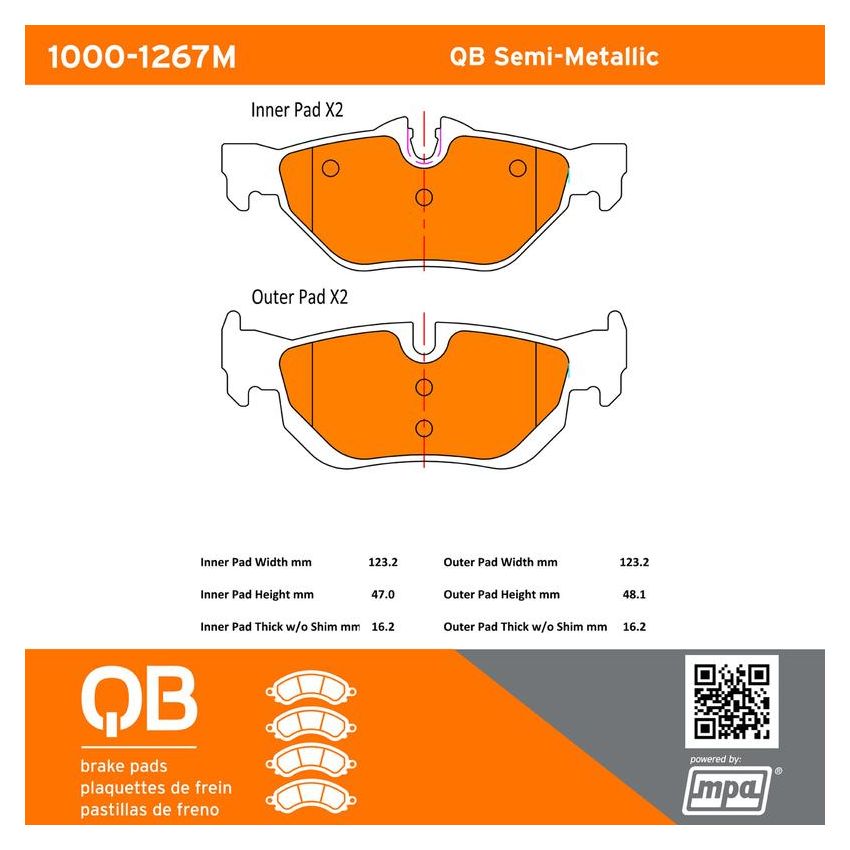 MPA 1000-1267M QB Semi-Metallic Brake Pads