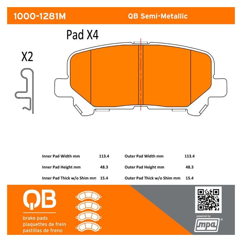 MPA 1000-1281M QB Semi-Metallic Brake Pads