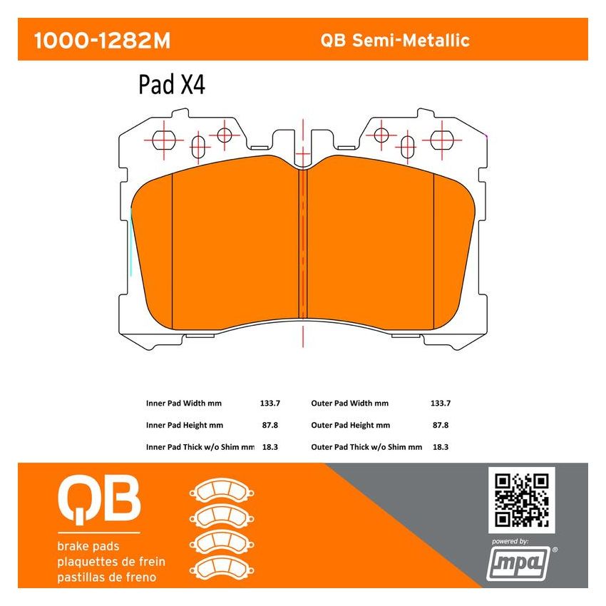 MPA 1000-1282M QB Semi-Metallic Brake Pads