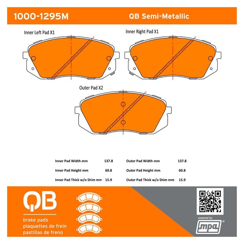 MPA 1000-1295M QB Semi-Metallic Brake Pads