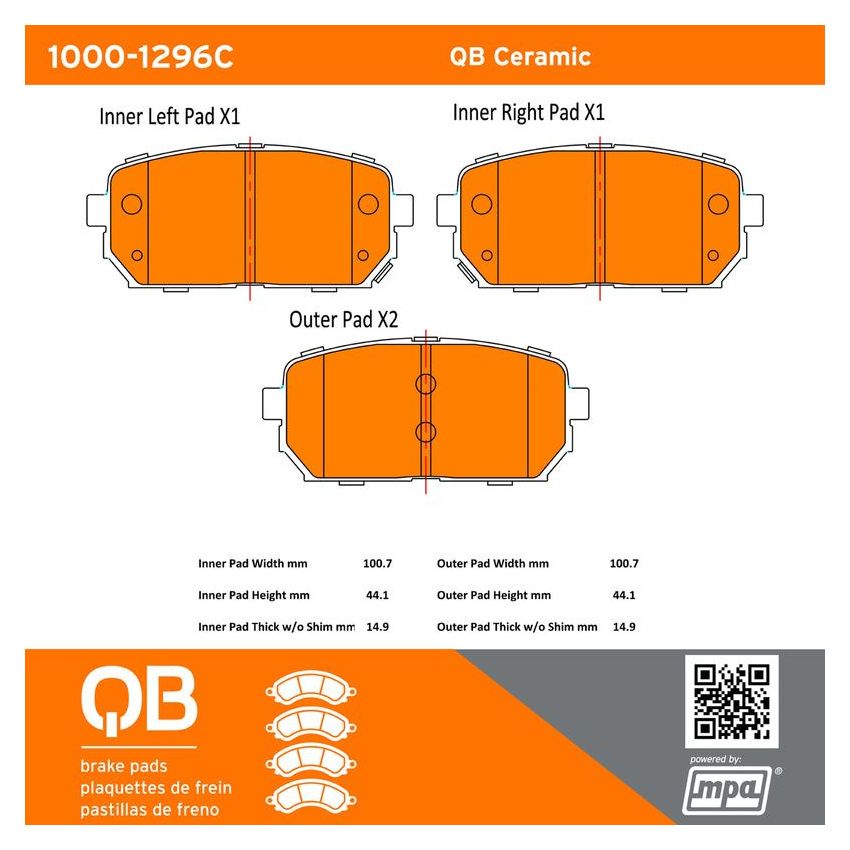 MPA 1000-1296C QB Ceramic Brake Pads