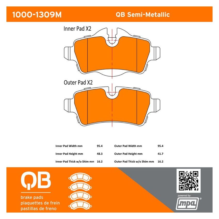 MPA 1000-1309M QB Semi-Metallic Brake Pads