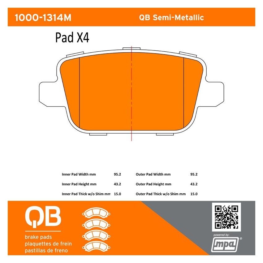 MPA 1000-1314M QB Semi-Metallic Brake Pads