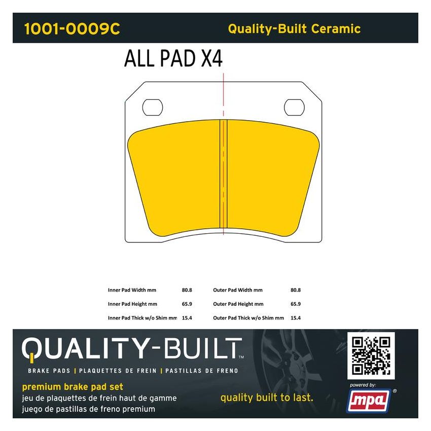 MPA 1001-0009C Quality-Built Premium Ceramic Brake Pads