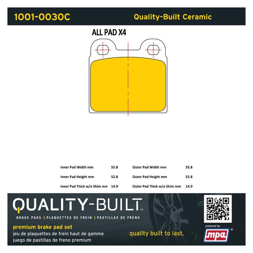 MPA 1001-0030C Quality-Built Premium Ceramic Brake Pads