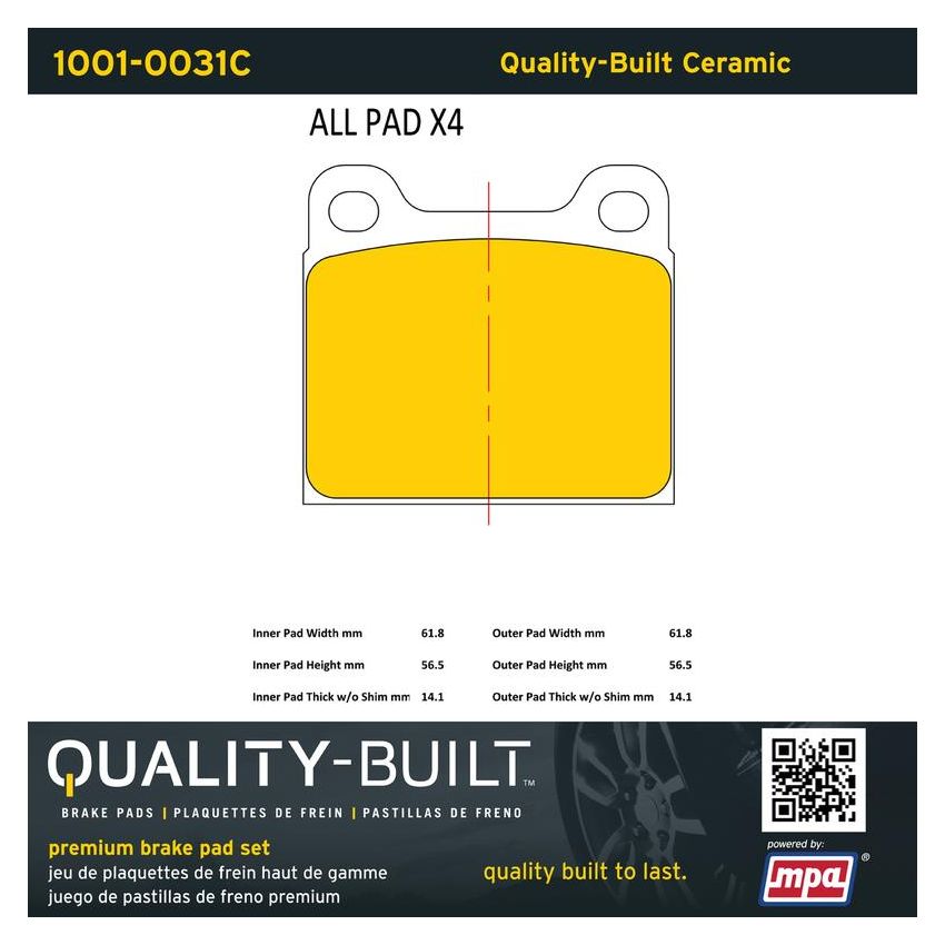 MPA 1001-0031C Quality-Built Premium Ceramic Brake Pads