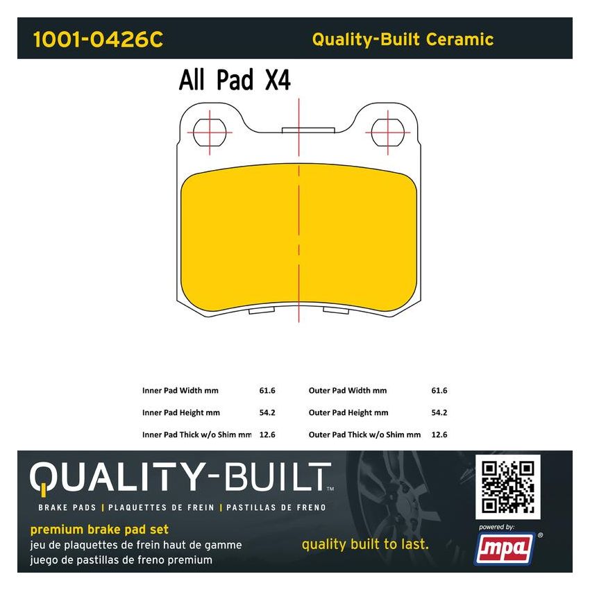 MPA 1001-0426C Quality-Built Premium Ceramic Brake Pads