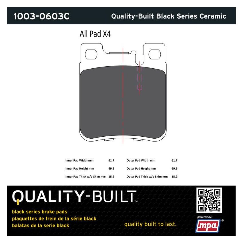 MPA 1003-0603C Quality-Built Black Series Ceramic Brake Pads
