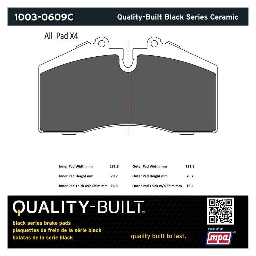 MPA 1003-0609C Quality-Built Black Series Ceramic Brake Pads