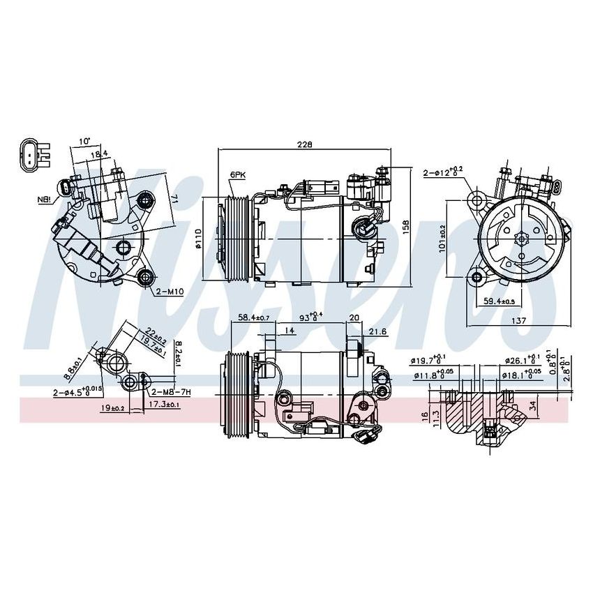 NISSENS 890601 Air Conditioning Compressor with Clutch