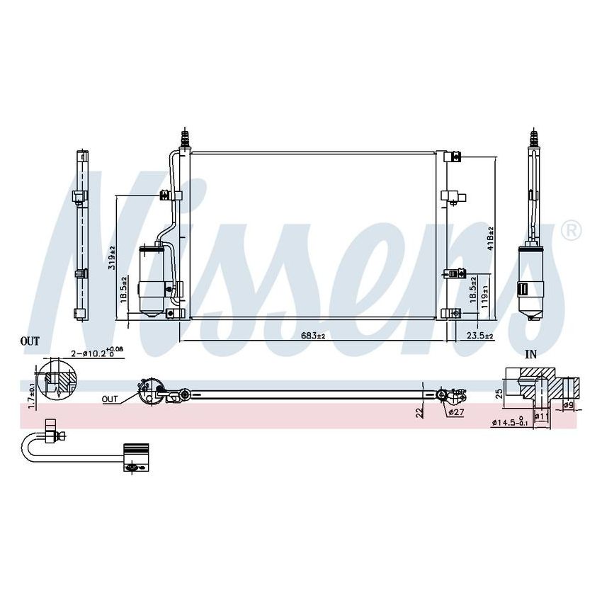 NISSENS 94525 Air Conditioning Condenser/Receiver Drier Assembly
