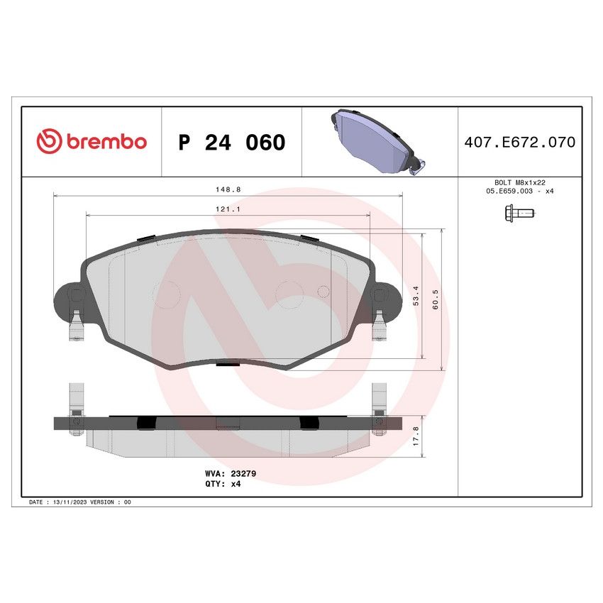 Brembo KT04235 Brembo low-met brake pad and UV coated vented  brake disc kit