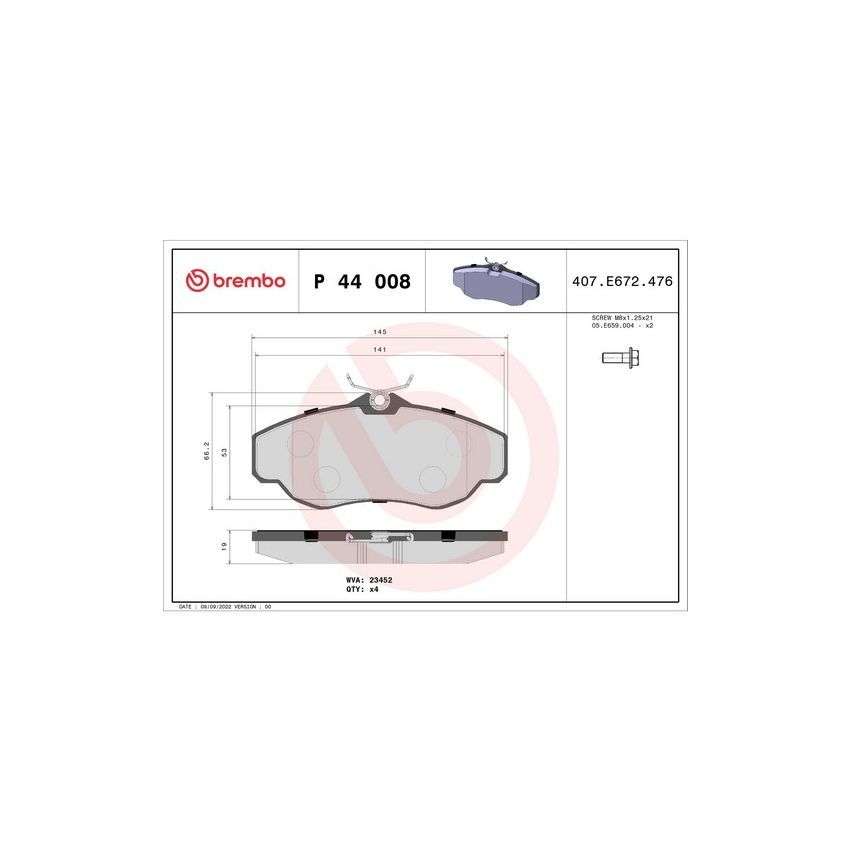 Brembo KT04204 Brembo low-met brake pad and UV coated vented  brake disc kit