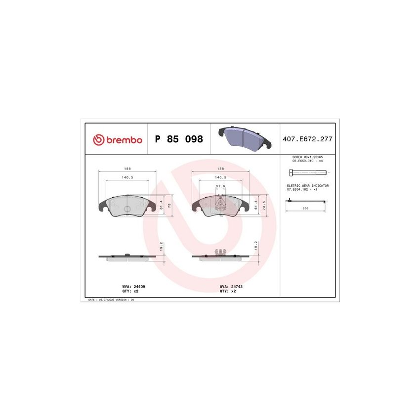 Brembo KTX4055 Brembo low-met brake pad and Xtra vented drilled brake disc kit