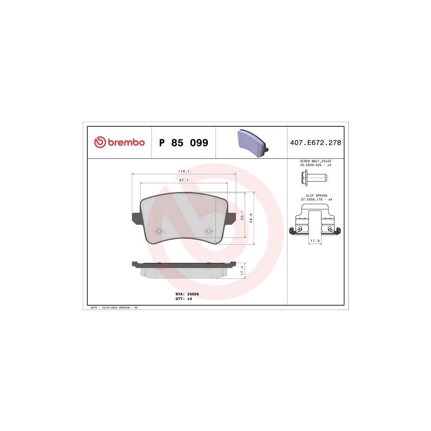 Brembo KT04238 Brembo low-met brake pad and UV coated vented  brake disc kit