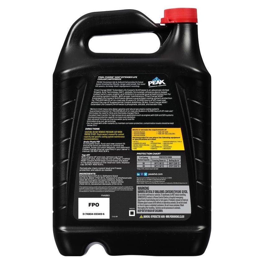 Peak FNA0B3 PEAK FINAL CHARGE NOAT ELC FULL STRENGTH ANTIFREEZE + COOLANT  1 GALLON