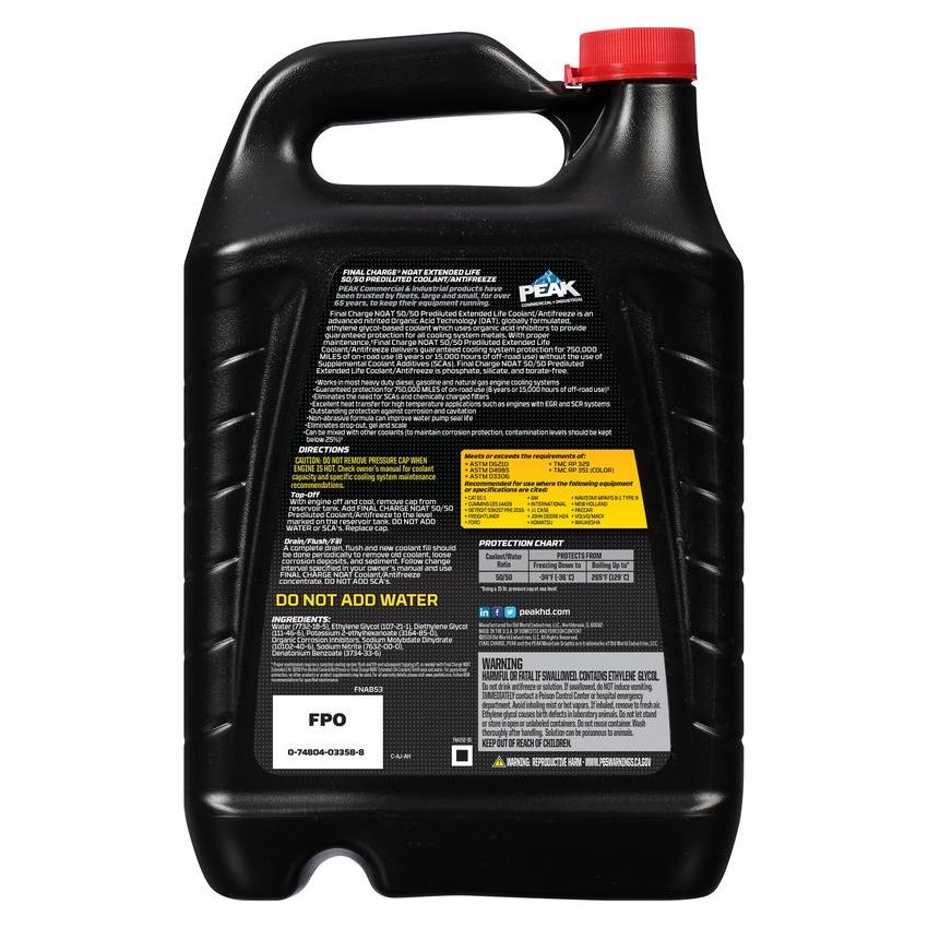 Peak FNAB53 PEAK FINAL CHARGE NOAT ELC 50/50 ANTIFREEZE + COOLANT  1 GALLON