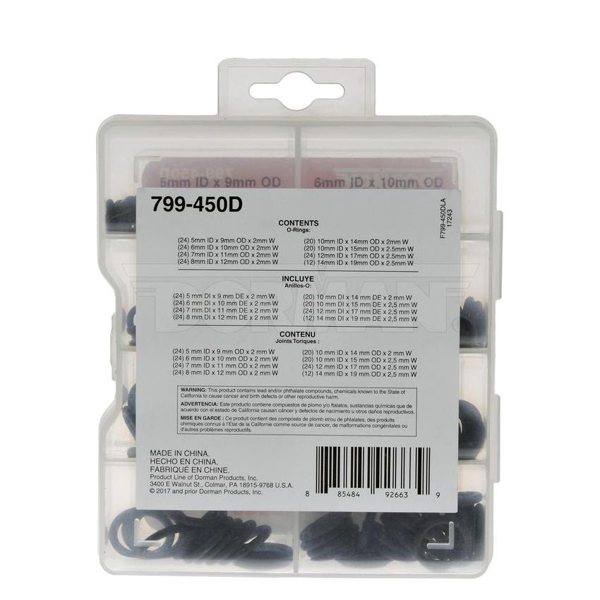 DORMAN 799-450D Pro Pack Metric O-Rings - 172 Pieces