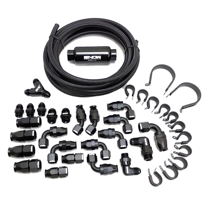 Snow Performance SNF-60801B 8an Braided Stainless Fuel Line Kit (Black line)