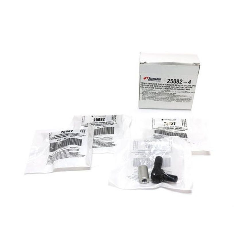 SCHRADER VALVES 25082-4 Angled Black Aluminum Valve Assembly for Schrader 90 Degree EZ-sensor - 4 Pk