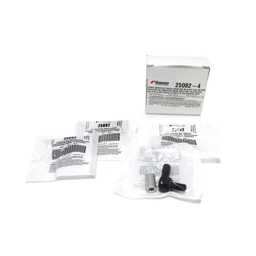 SCHRADER VALVES 25082-4 Angled Black Aluminum Valve Assembly for Schrader 90 Degree EZ-sensor - 4 Pk