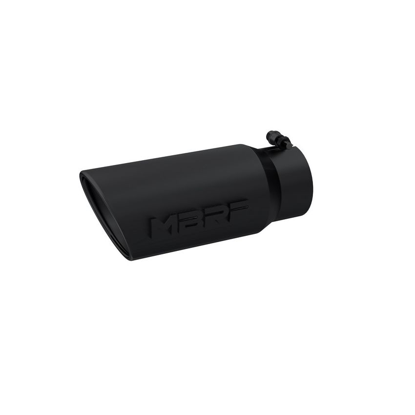 MBRP Exhaust T5051BLK Tip; 5in. O.D. Angled Rolled End 4in. inlet 12in. Length; BLK