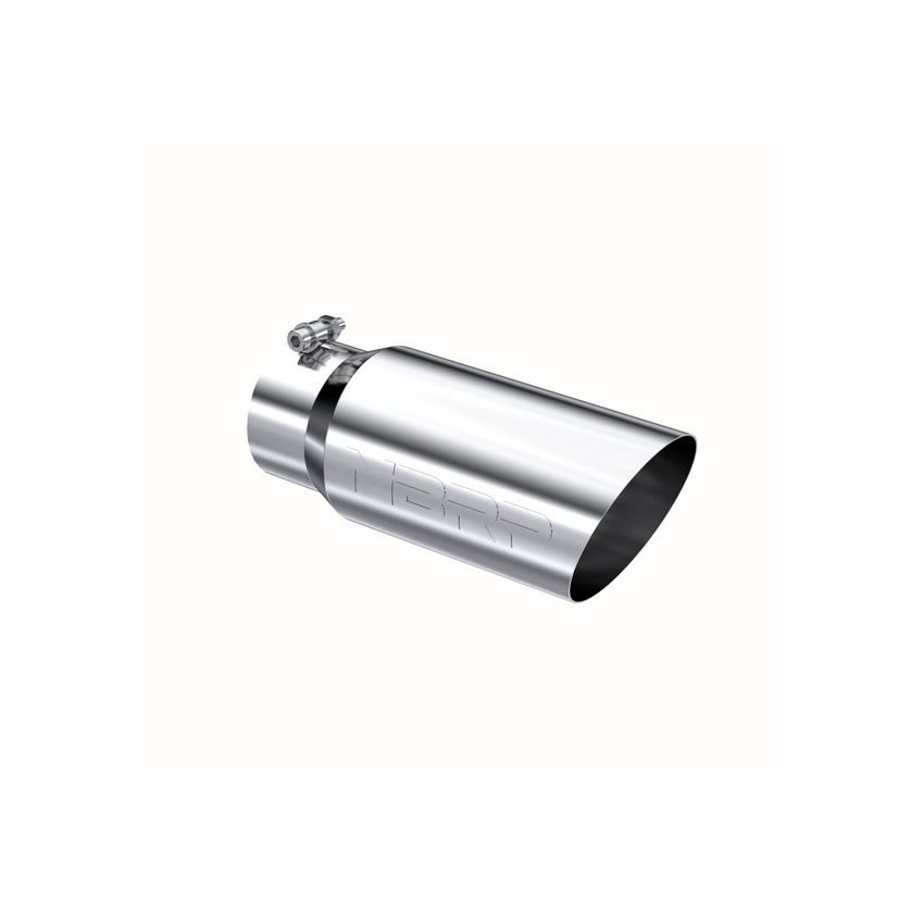 MBRP Exhaust T5052 Tip; 5in. O.D. Angled Single Walled 4in. inlet 12in. length; T304.