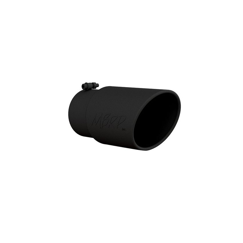 MBRP Exhaust T5075BLK Tip; 6in. O.D. Angled Rolled End 5in. inlet 12in. length; Black Series.