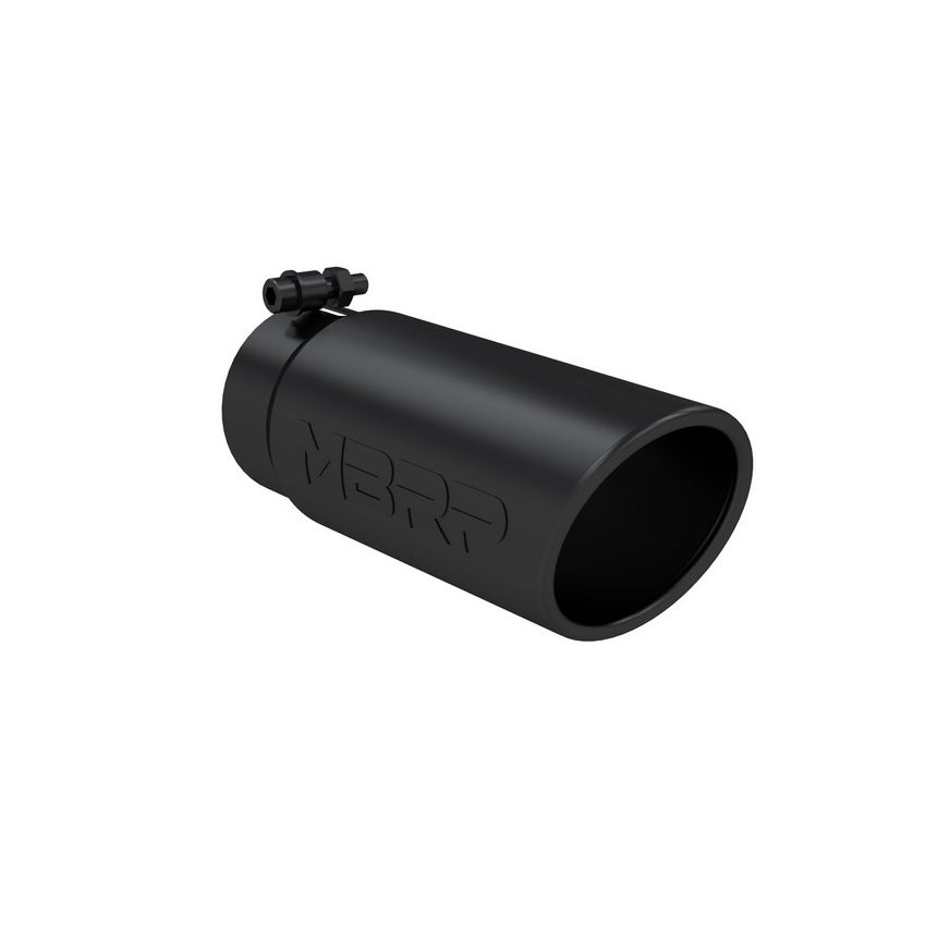 MBRP Exhaust T5112BLK Tip; 4in. O.D. Angled Rolled End 3in. inlet 10in. Length; BLK.