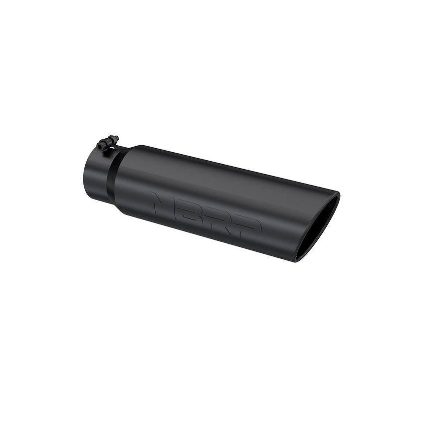 MBRP Exhaust T5124BLK Tip; 5in. O.D.; Angled Rolled End; 4in. inlet 18in. in length; BLK.