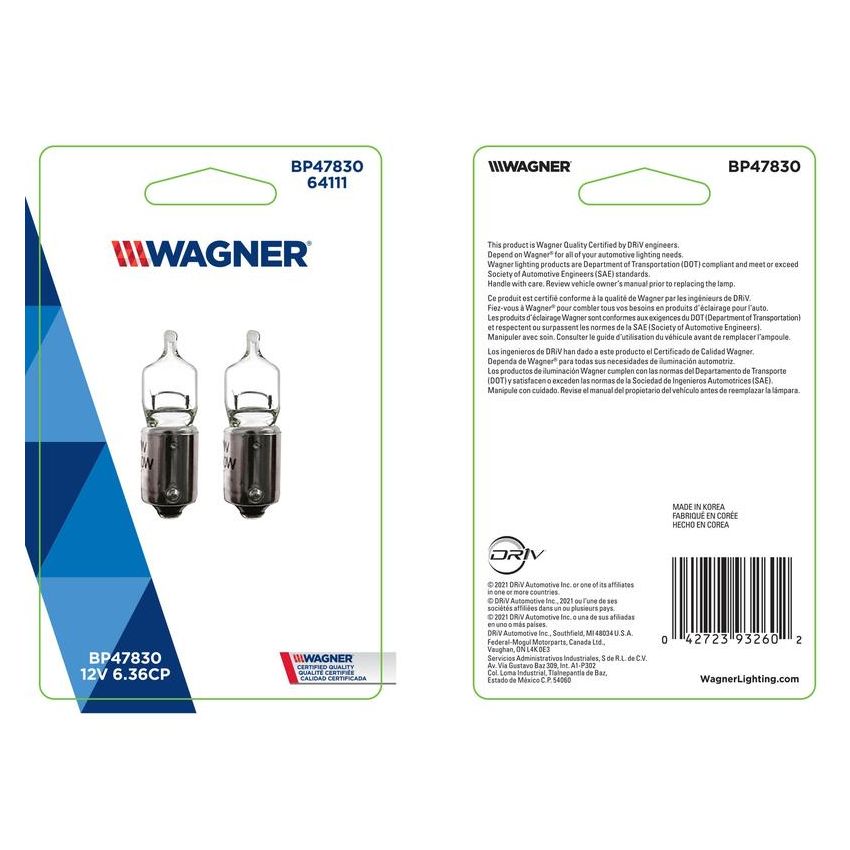 WAGNER LIGHTING BP47830 Standard Multi-Purpose Light Bulb Card of 2