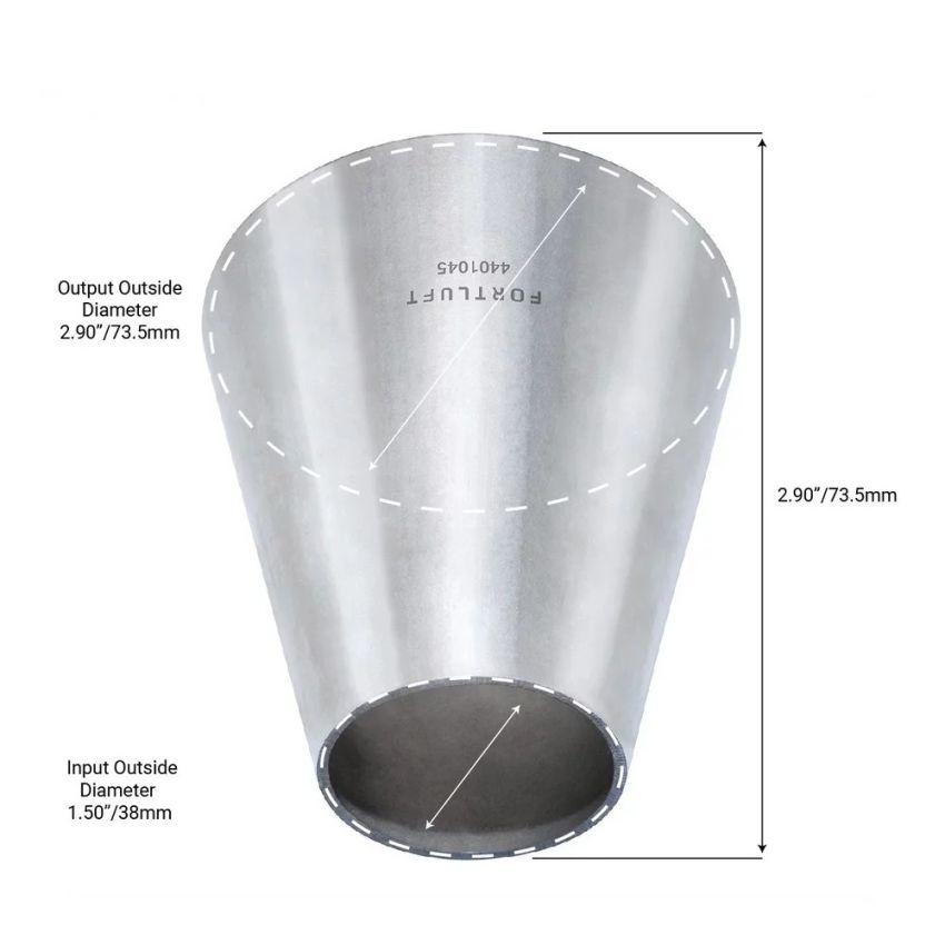 FORTLUFT 4401045 Universal Exhaust Concentric Reducers Stainless Steel, 1.5''/38mm - 2.90''/73.5mm