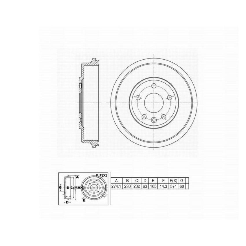 Winhere 666753 Brake Drum