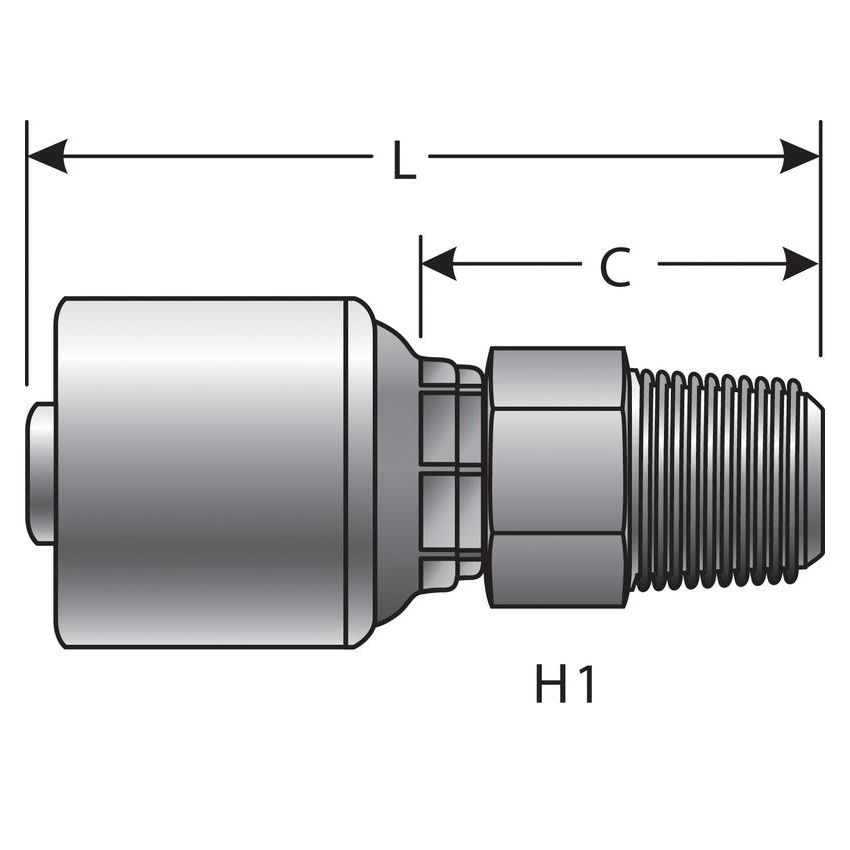 GATES G25100-0808 Male Pipe (NPTF - 30 Cone Seat) (MegaCrimp)