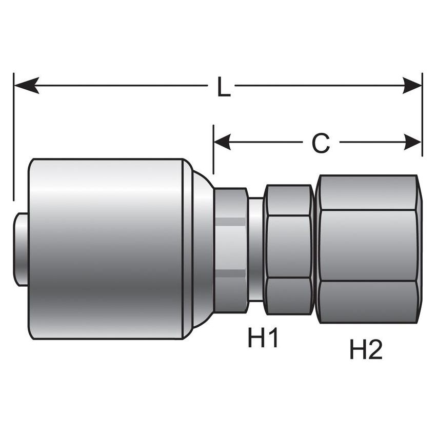 GATES G25170-0404 Female JIC 37 Flare Swivel (MegaCrimp)