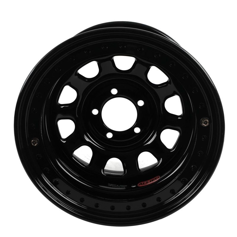 Raceline RT51 Daytona Rock 15x8in/5x114.3 BP/-19mm Offset/83.82mm Bore - Gloss Black Beadlock Wheel