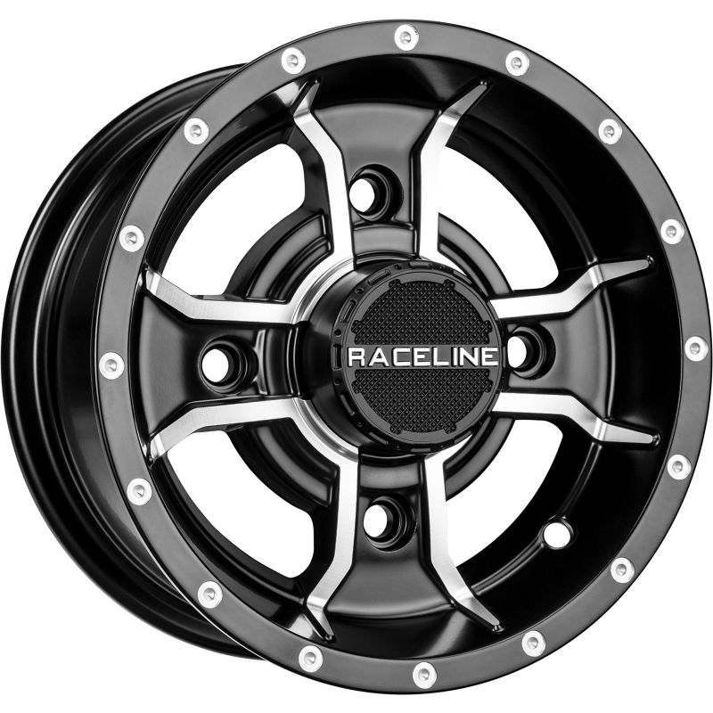Raceline A77 Mamba 10x5in / 4x144 BP / 18mm Offset / 109.5mm Bore - Black & Machined Wheel