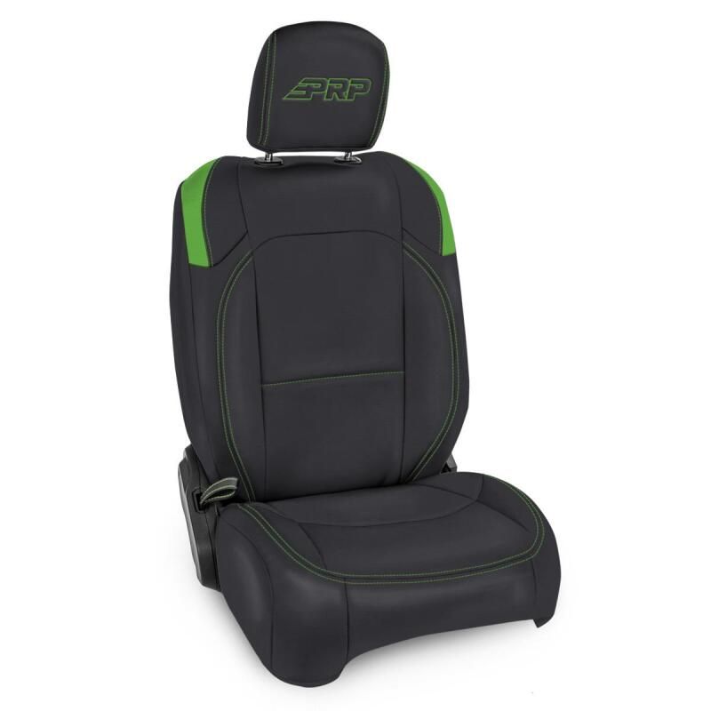 PRP Seats B037-06 PRP Jeep Wrangler JL Front Seat Covers - 2 door- with Pocket Back (Pair) - Black/Green