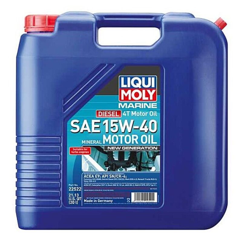 LIQUI MOLY 22522 20L Marine 4T New Generation Motor Oil SAE 15W40