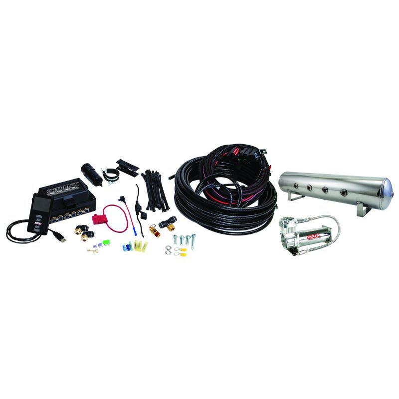 Air Lift Performance 3P (1/4 Air Line 4 Gal 7-Port  Polished Aluminum Tank VIAIR 444C Comp)