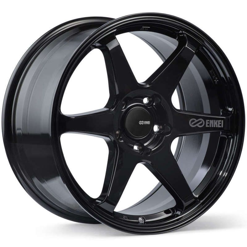 Enkei 539-880-4445BK T6R 18x8 45mm Offset 5x112 Bolt Pattern 72.6 Bore Gloss Black Wheel