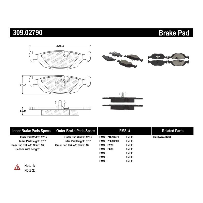 Stoptech 309.02790 Performance Rear Brake Pads