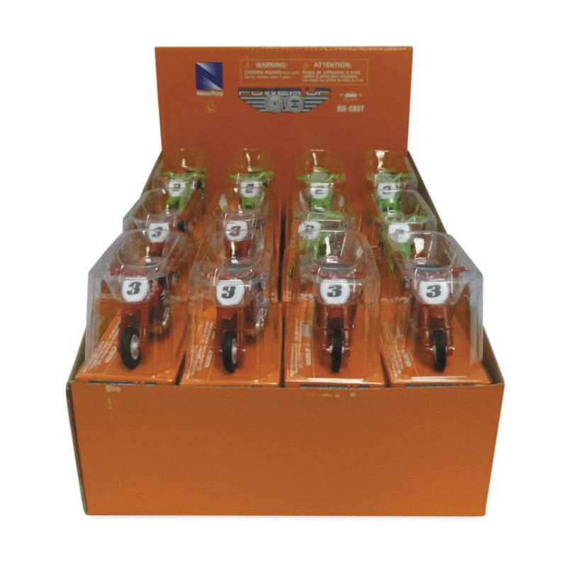 New Ray Toys 00417E Pullback Mini Dirtbike Assortment 4 Styles/24PC Scale - 1:32