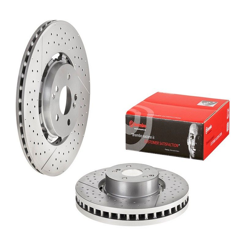 Brembo 09.A945.33 Premium Dual Cast Vented Drilled/Grooved UV Coated Brake Rotor