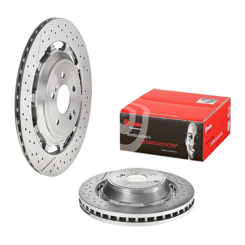 Brembo 09.C128.33 Premium Dual Cast Vented Drilled/Grooved UV Coated Brake Rotor